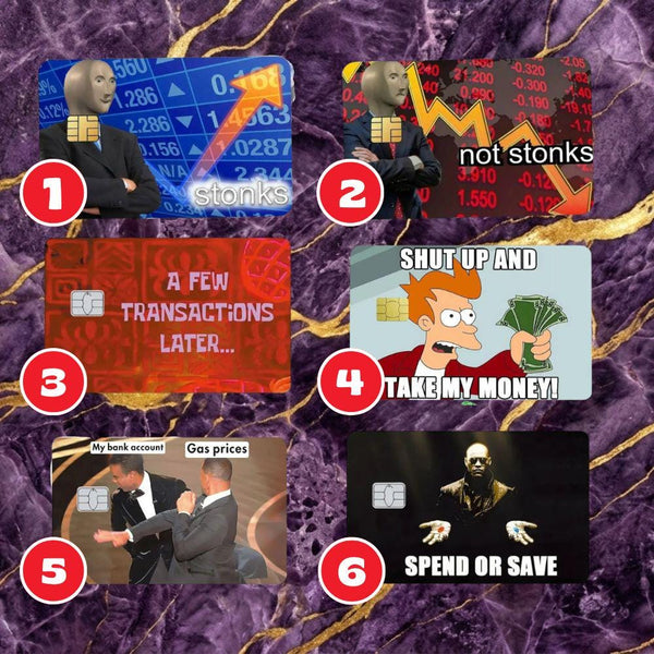 Funny meme holographic credit card skin pack, Mind Art Atelier, photo 7