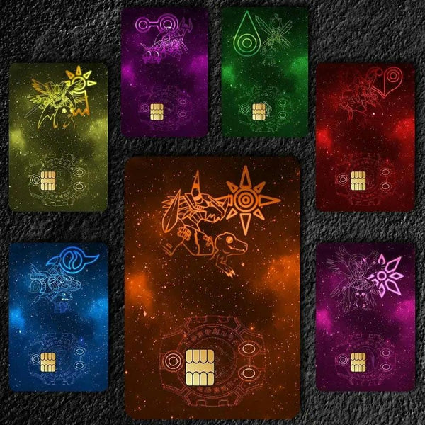 Digimon Credit Card Skin Pack x4 | Holographic Anime Debit Card Sticker