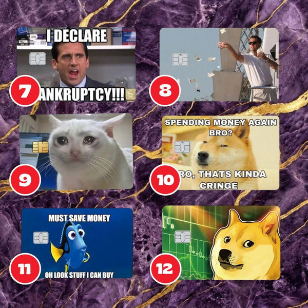 Funny meme holographic credit card skin pack, Mind Art Atelier, photo 8