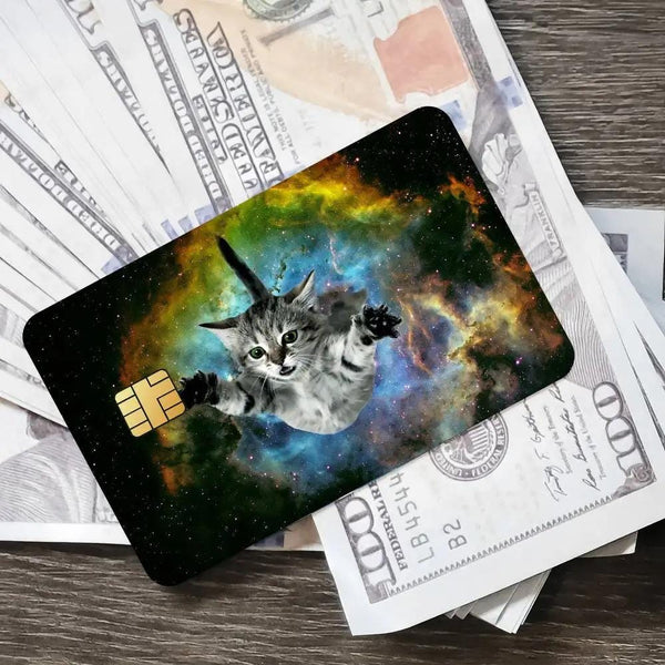 Skin Gato Divertido para Tarjeta de Crédito Pack x4 | Pegatina Meme para Tarjeta de Débito