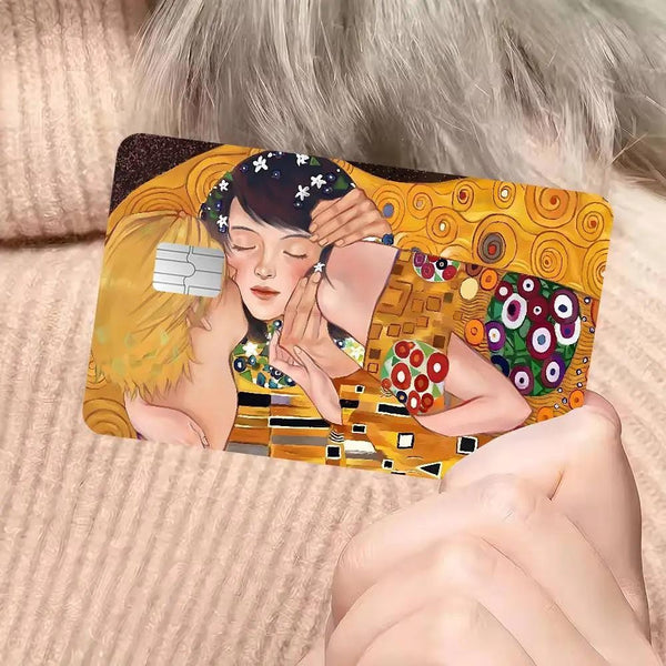 Lot de 4 Skins pour Carte Bancaire Klimt | Sticker Histoire de l'Art pour Carte de Débit